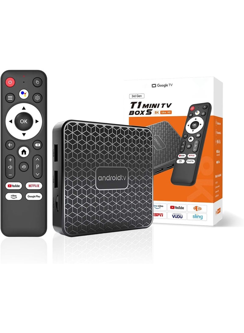 MORTAL 3rd Gen T1 Mini Android TV Box 2GB RAM 16GB Storage 8K Ultra HD Streaming Device with Voice Control, WiFi & Bluetooth Connectivity - Image 1